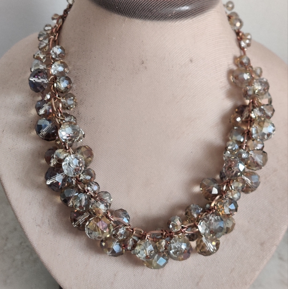 Sparkly Also Crystal Cluster Necklace Adjustable
